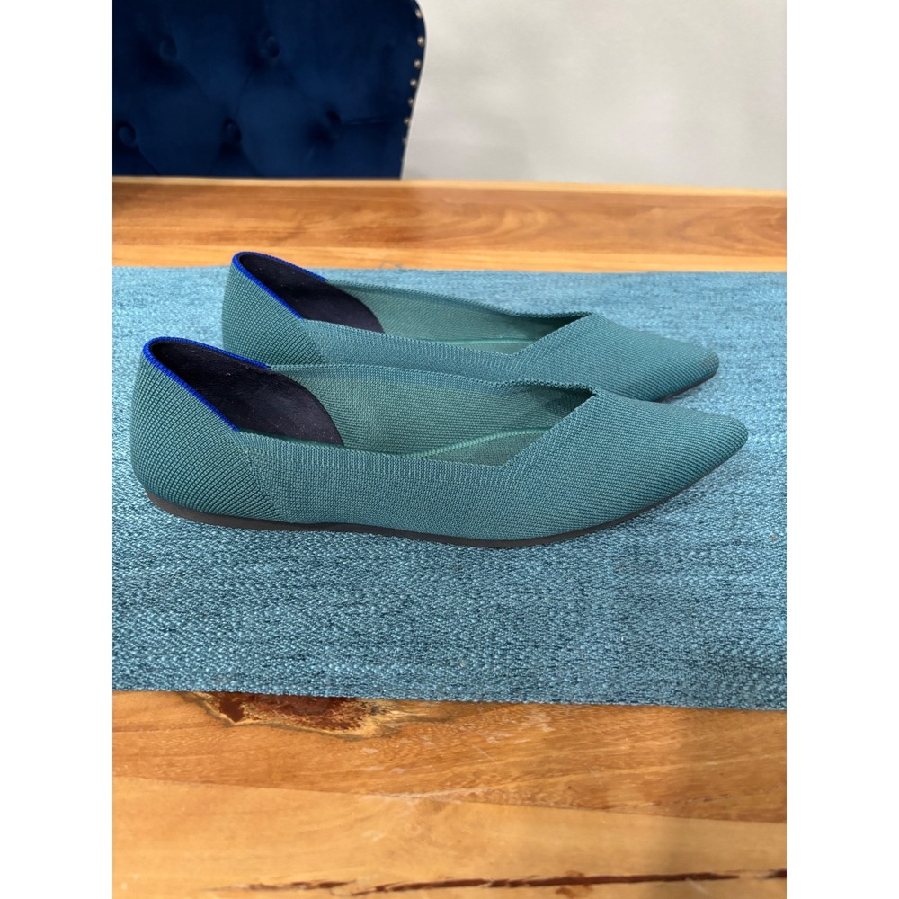 Rothys The Point Dark Emerald Green Pointed Toe Knit Flats Womens 9.5 - Picture 5 of 7